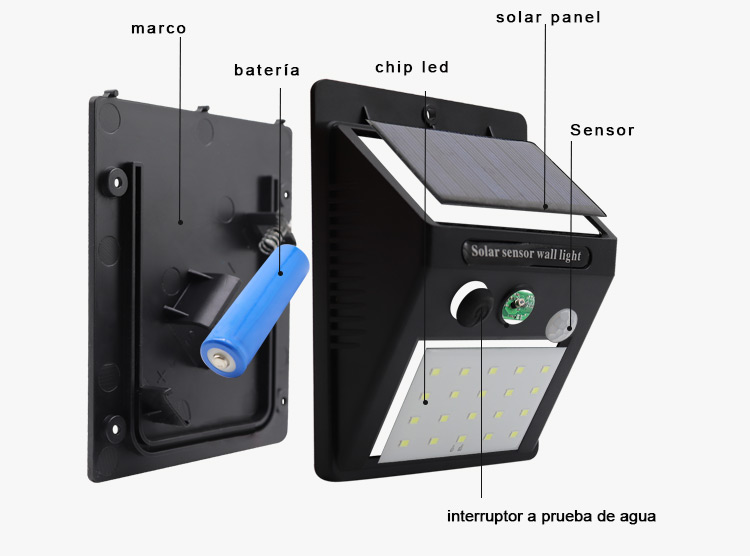 luz de la pared del sensor solar ip65
